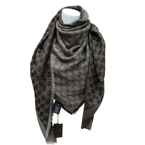 brown and gold gucci scarf|Gucci wool scarf women's.